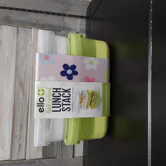 Ello 2pk Plastic Lunch Stack Food Storage Container | Yellow/White - Picture 1 of 7